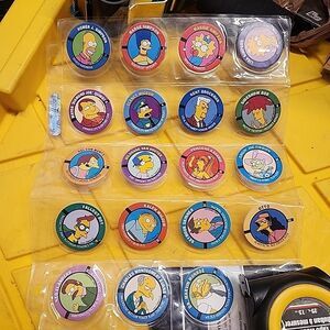 Vintage Lot of 19 Pogs The Simpsons 1994 SkyCaps SkyBox Bongo Comics Group